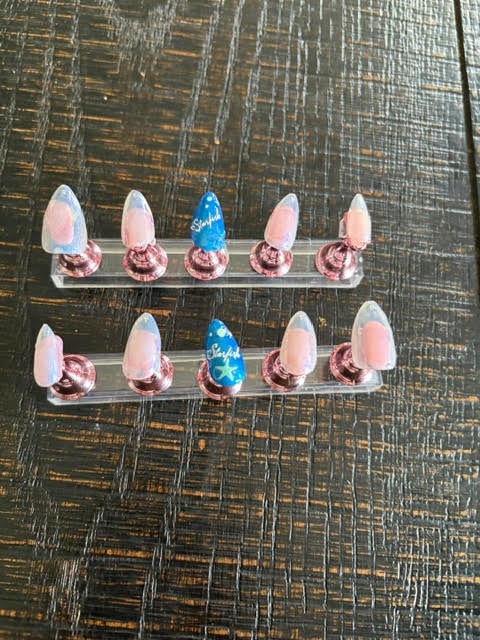 Ocean Blue press-on nail set by Prepped by Elle